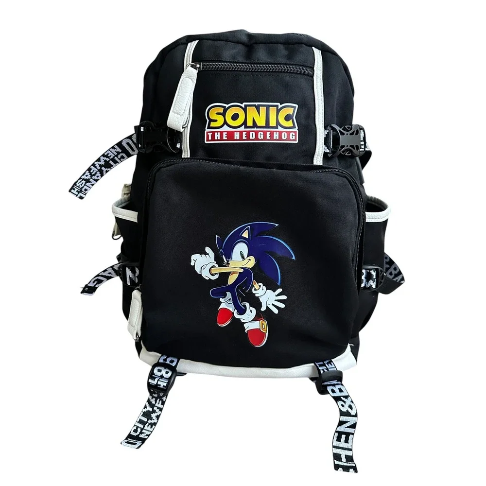 Sonic the Hedgehog Backpack Kids One Size Black Graphic Gaming School Bag